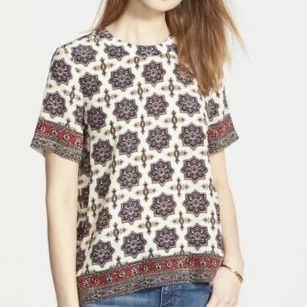 Madewell silk Refined tee in Diamond floral short sleeve Top